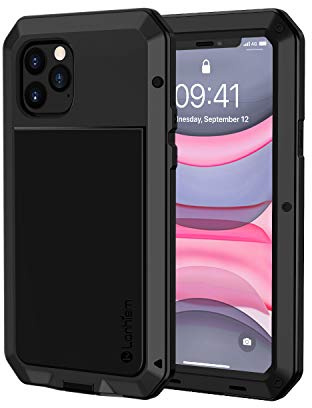 Lanhiem für iPhone 11 Pro Hülle Metall Stoßfest Case, Schwarz | 360 Grad Ganzkörper Outdoor Schutzhülle, Tough Armor, Staubdicht Heavy Duty Case mit Eingebautem Displayschutz