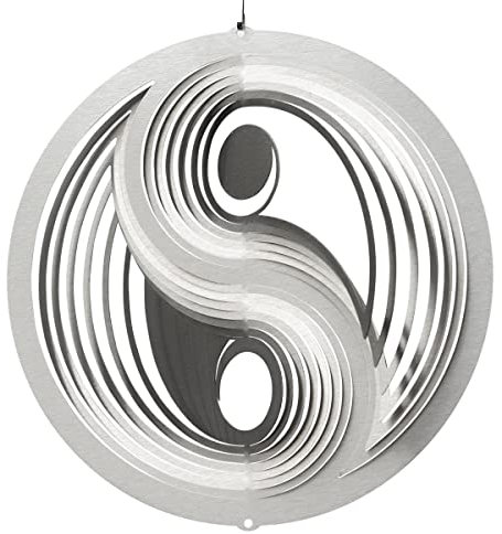 CIM Edelstahl Windspiel - Yin Yang 250 - Ø 250 mm - inklusiv Kugellagerwirbel, Haken und 1m Nylonschnur
