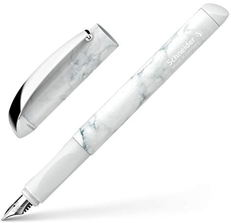 Schneider Glam VIP Füller (für Rechts- und Linkshänder, inkl. Tintenpatrone königsblau) mineral white, 1 Stück (1er Pack)