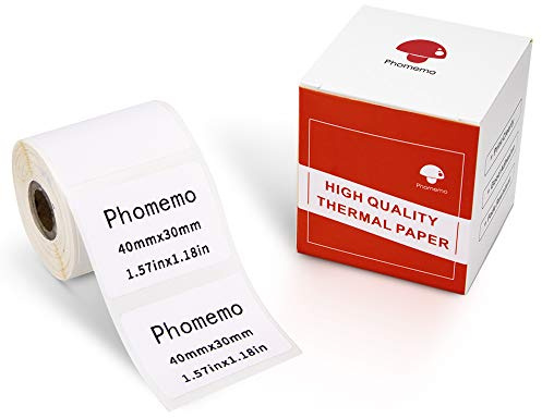 Phomemo M110 Etiketten Selbstklebende für M110/M220, 40x30mm, 230 PCS | Phomemo Selbstklebende Thermodirekt Etiketten für M110/M220/M108/M250/M221/M120, für Schule, Heim, Büro, Einzelhandel, Weiß
