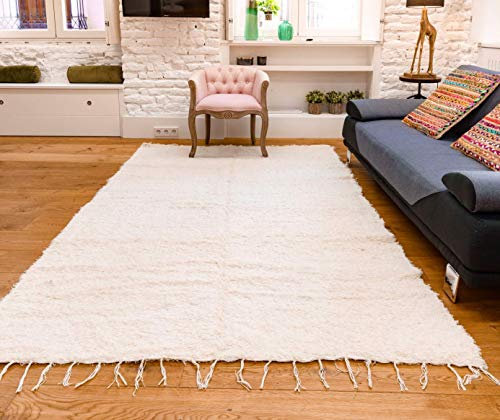 Jarapa Home Alfombra natural hecha a mano de pelo largo algodón reciclado 120 x 160 cm. Alfombra de salón, dormitorio pasillo pie de cama cocina baño etc.