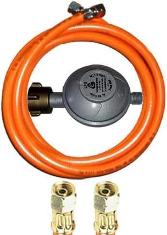 30mbar Druckregler + 300 cm (3m) Propan-Gasschlauch mit 2 X 1/4 links Überwurfmutter