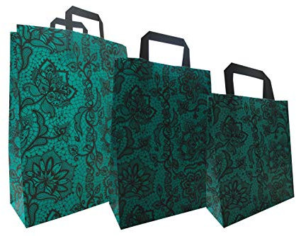 PGV Papiertragetaschen mit Flachhenkel Spitze GRÜN (32 + 12 x 40 cm, 50 Stück)