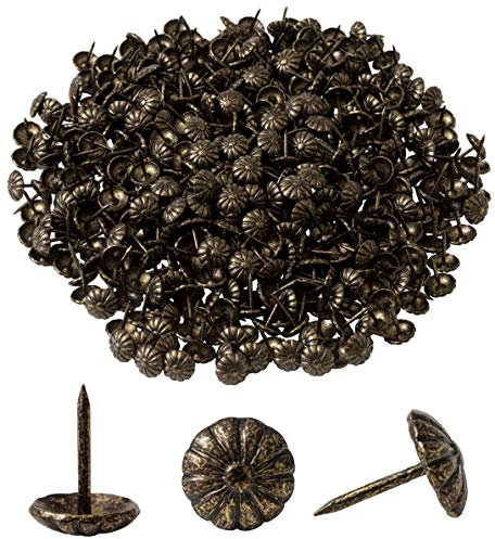 IPEA Chiodi da Tappezzeria modello Fiore – 100 pezzi – Bullette Borchie Decorative per Mobili Arredamento Vesititi Poltrone – Made in Italy – Spille in Metallo – Colore Oro Antico – 11 x 12 mm