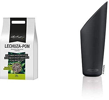 LECHUZA PON 12L Pflanzsubstrat, Neutral & PON-Schütte, Schiefergrau, Kunststoff, Volumen: 0,1 Liter, zur einfachen Befüllung mit Pflanzsubstrat, 19072
