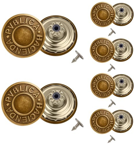 WedDecor 100 Stück Messing-Jeans-Ersatzknöpfe, Hammer auf Reißzwecken mit Aluminium-Rücknadel für Jeans, Bekleidungsreparatur, Jacken, Lederwaren (14 mm, Bronze)