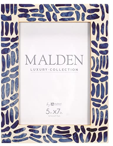 Malden International Designs 5x7 Indigo Picture Frame Blue Wood MDF (2452-57)