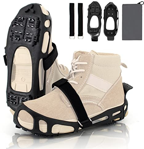 byhsports Steigeisen für Bergschuhe, Crampons Ice Cleats Snow Grips, Anti-Rutsch-Traktion Lightweight Portable für Walking auf Schnee and EIS, Easy Step-in für Schuhe/Boots (XL)
