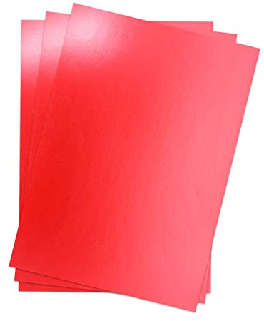 Metallic Papier DIN A4 21,0 x 29,7 cm - Rot Metallic - 15 Stück - glänzendes Bastelpapier 90 g/m² - Rückseite Weiß - Für Einladungen, Hochzeiten