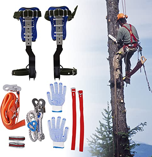 NeNchengLi Tree Climbing Spikes for Tree Work Adjustable Arborist Tree Climbing Gear Equipment with Belt for Tree Picking Fruit Outdoor Jungle Survival Sport (Dark blue)
