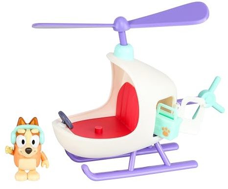 Bluey Fahrzeug- und Figurenpaket Bingos Hubschrauber mit 2,5 Zoll Bingo-Figur und Werkzeugzubehör