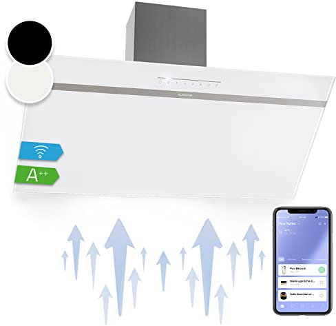 Klarstein Cappa Aspirante 90 cm, Cappa Cucina 90 cm con Aspirazione Smart e Filtro Anti Grasso Lavabile, Flusso d'Aria 514m³/h, LED RGB, IoT/Wi-Fi, Cappa Incasso Filtrante per Cucina Classe A++