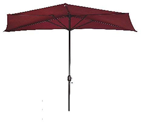 9,8 Fuß Sonnenschirm für den Außenbereich, Halbkreis gegen die Wand, Gartenschirm, um Platz zu sparen, regenfest und Sonnenschutz, Regenschirm mit doppeltem Verwendungszweck, rot, für Zuhause und