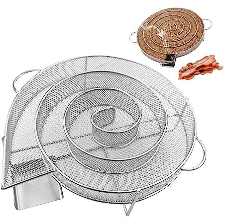 Deno BBQ-Kaltrauchgenerator, Runder Rauchkühler Für Grill, Edelstahl-BBQ-Grill-Kalt-/Heißrauchgenerator, Rostfreie Räucherschale Für BBQ-Grill, Rianpesn-Elektrogrill