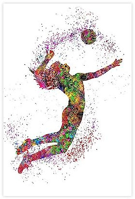 FISH DRAGATE Volleyball Mädchen Sport Fitness Poster 9 Leinwand Poster Wandkunst Dekor Druck Bild Gemälde für Wohnzimmer Schlafzimmer Dekoration Rahmen Stil 60 x 90 cm