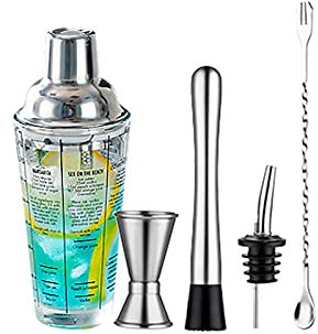 Shaker Cocktail Cocktail Shaker, Buvez Shaker, Recettes Martini Mesure Mélangement Mélangé Verre et Top Cobbler Shaker, Meilleur Cadeau for débutant Set à Cocktail (Color : A)