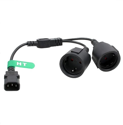 HangTon UPS USV PDU Stromkabel IEC320 C14 auf 2X Euro Schuko Steckdose CEE7/3 10A Y-Splitter Verlängerungskabel 24