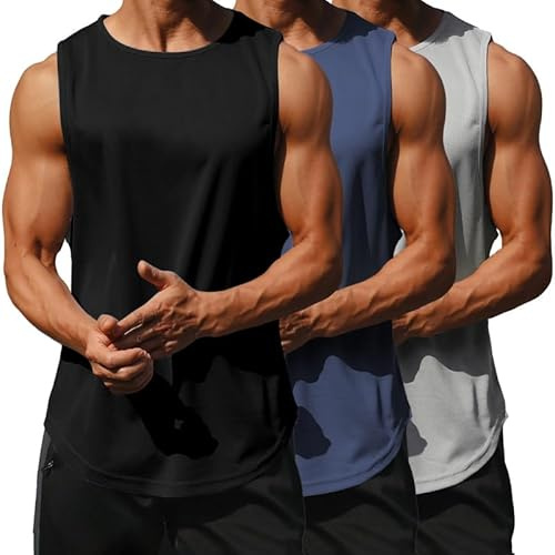 Litthing Débardeur pour Homme sans Manche Musculation Tank Top T-Shirt Gym Running Gilet Homme Séchage Rapide Gilet de Sport Respirant Entraînement Bodybuilding Course