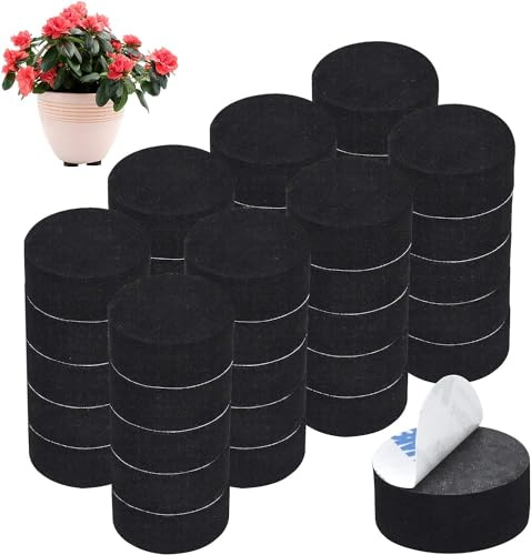 KIPTVO 40PCS Invisible Plant Pot Feet, Invisible Black Flower Pot Risers Non-Slip With Strong Self Adhesive Pads Round Black Flower Pot Feet Risers, for Outdoor Plant Pots and Furniture Legs