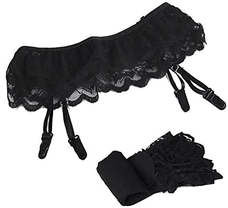 Body Mit Strapsen Korsett Damen Strümpfe Straps Dessous Set Tanga Cosplay sexy Strapshalter Mieder Strümpfen Desssous Strapse Strumpfband Schwarz BH Bügel sexy