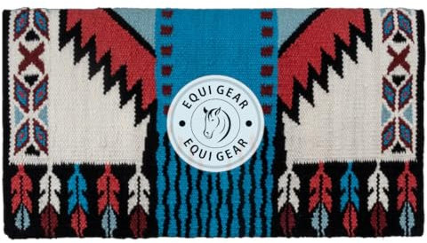 EQUIGEAR Western Ranch Horse Satteldecke aus neuseeländischer Wolle, Western-Design, handgefertigte Satteldecke, Wollpolster, Sensor Flex (Anpassung möglich), WQ77 (34x32)