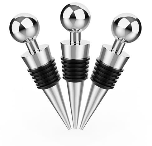 ROJINKADE 3PCS Wine Bottle Stoppers - Bottle Saver Sealer for Wine Collection, Beer, Prosecco & Champagne