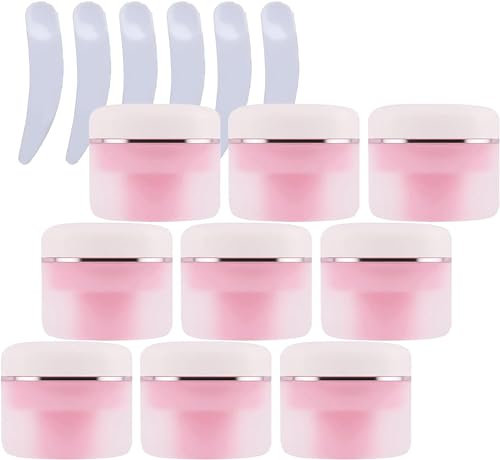 Leere Gläser mit Deckel, Kosmetikdose, B0CKBSMYN2, 24 Stück, Leere 30 ml rosa doppelwandige Kosmetikdosen aus Kunststoff mit silbernem Band, Behälter for Gesichtscreme (Farbe: Rosa, Größe: 50 ml) (Co