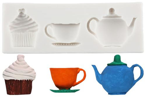 MINFEIDMS Moules en silicone en forme de théière pour décoration de gâteaux, bonbons, chocolat, argile polymère