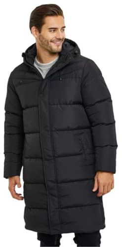 Spindle Mens Padded Winter Coat Zipped Hooded Puffer Double Layer Jacket Warm Outerwear Storm Cuffs Zip Chest Pocket + Inner Pocket