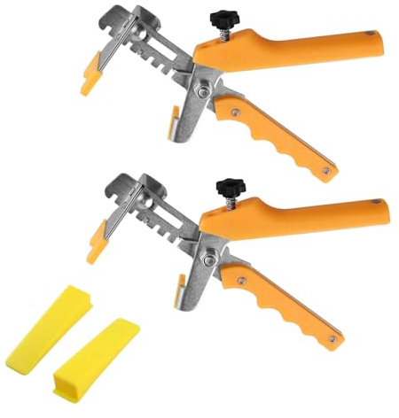 GIVIHGETI 200 Stück Keile und 2 Stück Verstellbare Zange für Fliesen Werkzeug Set, Nivelierset Fliesen für Diy and Profi, Fliesenrichtmaschine für Steinverlegung