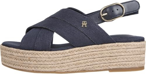 Tommy Hilfiger Damen Wedge Espadrilles Denim Platform Sandal mit Plateau, Blau (Space Blue), 39