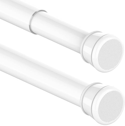 Aiitomg Asta per tenda da doccia, 4 m, lunghezza extra, senza fori, allungabile, telescopica, per bagno, camera da letto, colore bianco (190-410 cm, diametro 32 mm)