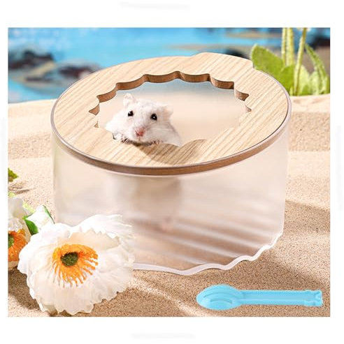 Marchul Hamster Sand Badebehälter, Hamster Sand Bath Box with Sandschaufel, Transparente Hamster Badewanne Badezimmer Toilette, Hamster Sand Badebox mit Dach Hamster Klo Kleintier Toilette Sandkasten