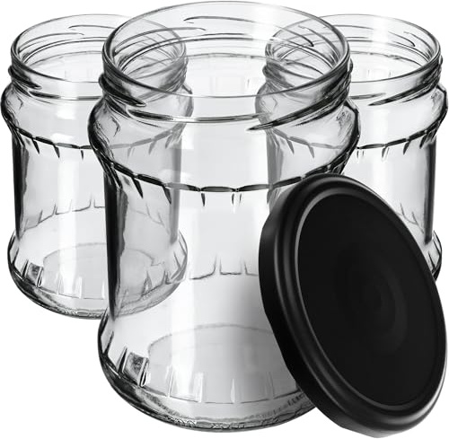 KADAX barattoli in vetro 500ml Ø82 nero opaco – tappo a vite Twist-Off ermetico, per conserve, sottaceti, fermentazione e omogeneizzati