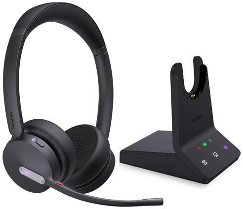 Yealink WH64 Dual Teams DECT & Bluetooth Wireless Headset, 606ft Range, Microsoft Certified, On Ear Work Wired Headphone with 3X Noise Cancelling Mic, 32 Talk Time, Office Desk IP Phone, PC,Computer