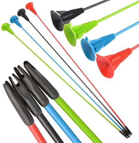 Poearcus Bogenschießen Saugnapf Pfeil 25 Zoll Zielübungspfeil Solide Fiberglaspfeile mit extra großen Saugnäpfen Safe Arrow für Anfänger 6/12 Pcs