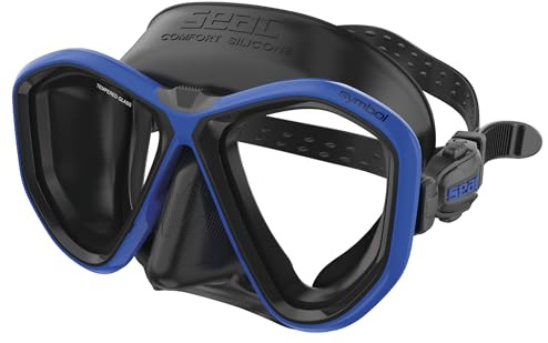Seac Symbol, Made in Italy Zweiglas-Tauchmaske mit Einer 3D-Schnalle direkt am Maskenkörper