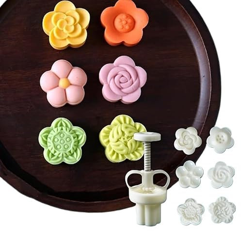 Baking Tools Mid-Autumn Mooncake Mould Press 3D Flowers Hand Pressure Cookie Stamps Mooncake Press Molds Decor DIY Hand Pressure Biscuits Pastry Mould Baking Tool 25g