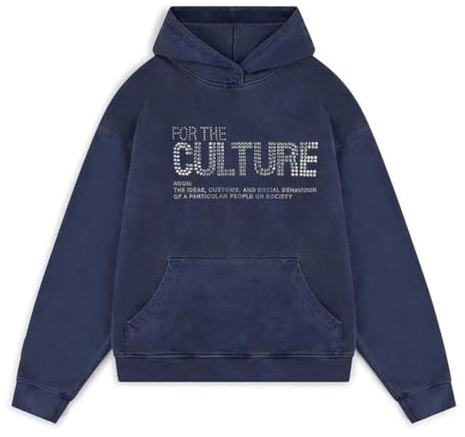 ORANDESIGNE Hommes Femmes Crystal Hoodies Baggy Sweat à Capuche Sport Décontracté Imitation Diamant Sweatshirt Manche Coupe Pull Ample XS A Bleu Foncé
