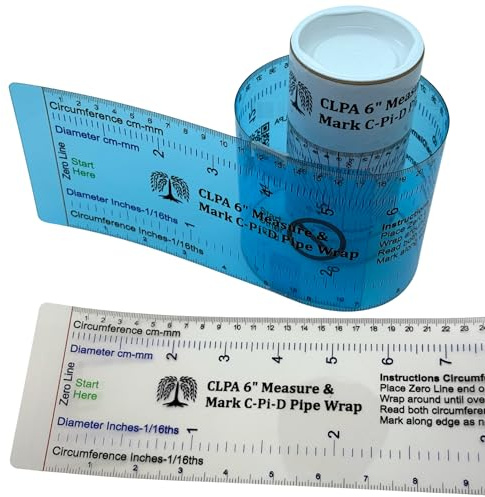 CLPA Medición y marca C-Pi-D de 6 pulgadas de diámetro, una herramienta de medición y marcado de tuberías, y guía de corte de tuberías. Diseño envolvente y lectura para circunferencia, diámetro
