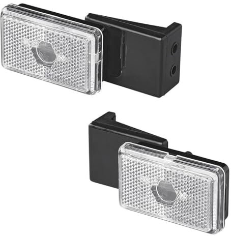 MULTIBROS Lot de 2 feux de position blancs 12 V avec ampoule navette C5W - 110 x 45 x 51 mm - Feu de position avec marque de contrôle E - Feu de position pour remorque, caravane et remorque