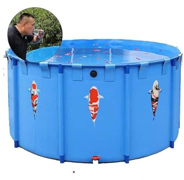 Aufstellpool für Fische, PVC-Planenteich mit Ablassventil, Robustes Aquarium mit Stahlrahmen für Koi und Goldfische – 2 x 1 m großes Wasserspiel für den Garten