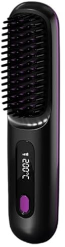 Eloura Berlin Eloura Tragbare Bürste – Glätten, Locken, Trocknen Kabellose kleine Größe Locken-haarglätter Bürste 3 Modus einstellbar für alle Haartypen und Bartstylingr ideal für Reisen (Schwarz)