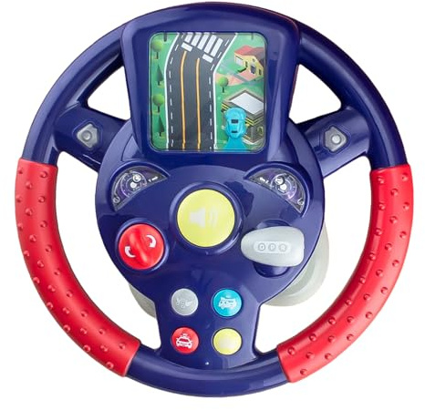 Genérico Juguete De Volante De Conducción para Niños,26x26x11cm Volante De Niños para Coche,PP Divertido Volante simulado con luz Musical interactiva, Juguetes educativos,para Niñas Niños