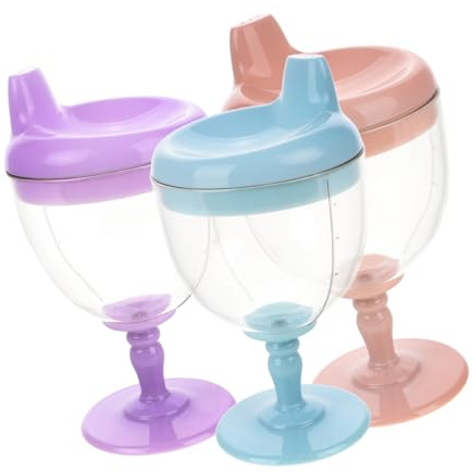 CVUTOVO 3 Stück-pack Auslaufsichere Trinkbecher für Kleinkinder 180 Ml Kunststoff Wasserbecher Bruchsicherer Lernbecher für Saft Milch Trinklernbecher für Kindergarten und Schule