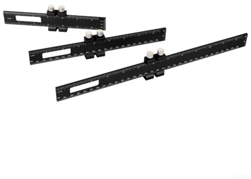 Règle de travail du bois en alliage d'aluminium avec base antidérapante et bord de protection, outil de mesure de précision en métal droit pour couper et marquer dans les équipements d'atelier (300 mm