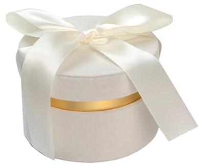 Hutablage mit Samtbezug und doppeltem Band, Gastgeschenk (weiß)