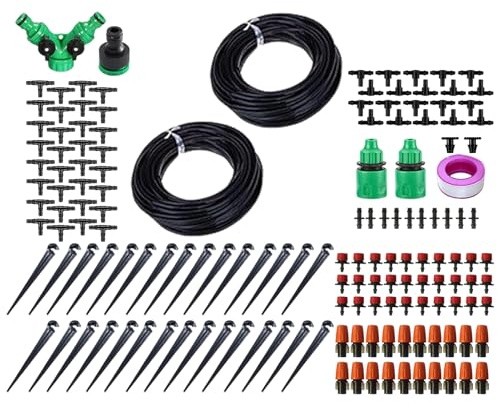 di irrigazione a goccia, kit di irrigazione da giardino | Kit di di sprinkler prato - Accessori da giardino regolabili intelligenti automatici da 98 piedi per vegetale per esterni in serra del cortile