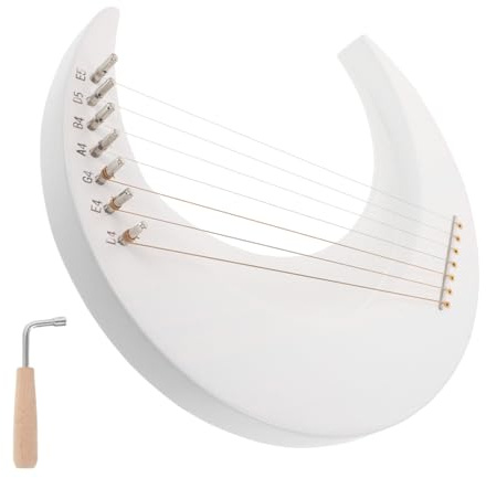 Yardwe Mini-harfe Mit Saiten Mondleier Aus Holz Musikleier Für Anfänger Kompakt Und Tragbar Inklusive Stimmschlüssel Holzsaitenharfe Mit Mondförmigem Design