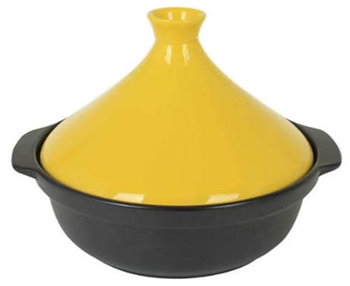 Mini-tajine marocain en céramique, petit format – idéal for cuisiner, braiser et comme mijoteuse sur la cuisinière, vert(Jaune,S)